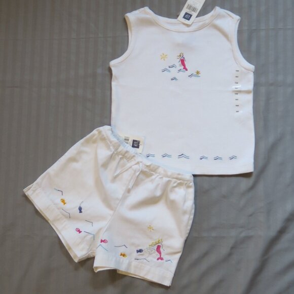 BabyGap Girls Mermaid Tank Top & Matching Shorts Sz 4xl (4yrs) NWTs - Picture 1 of 16